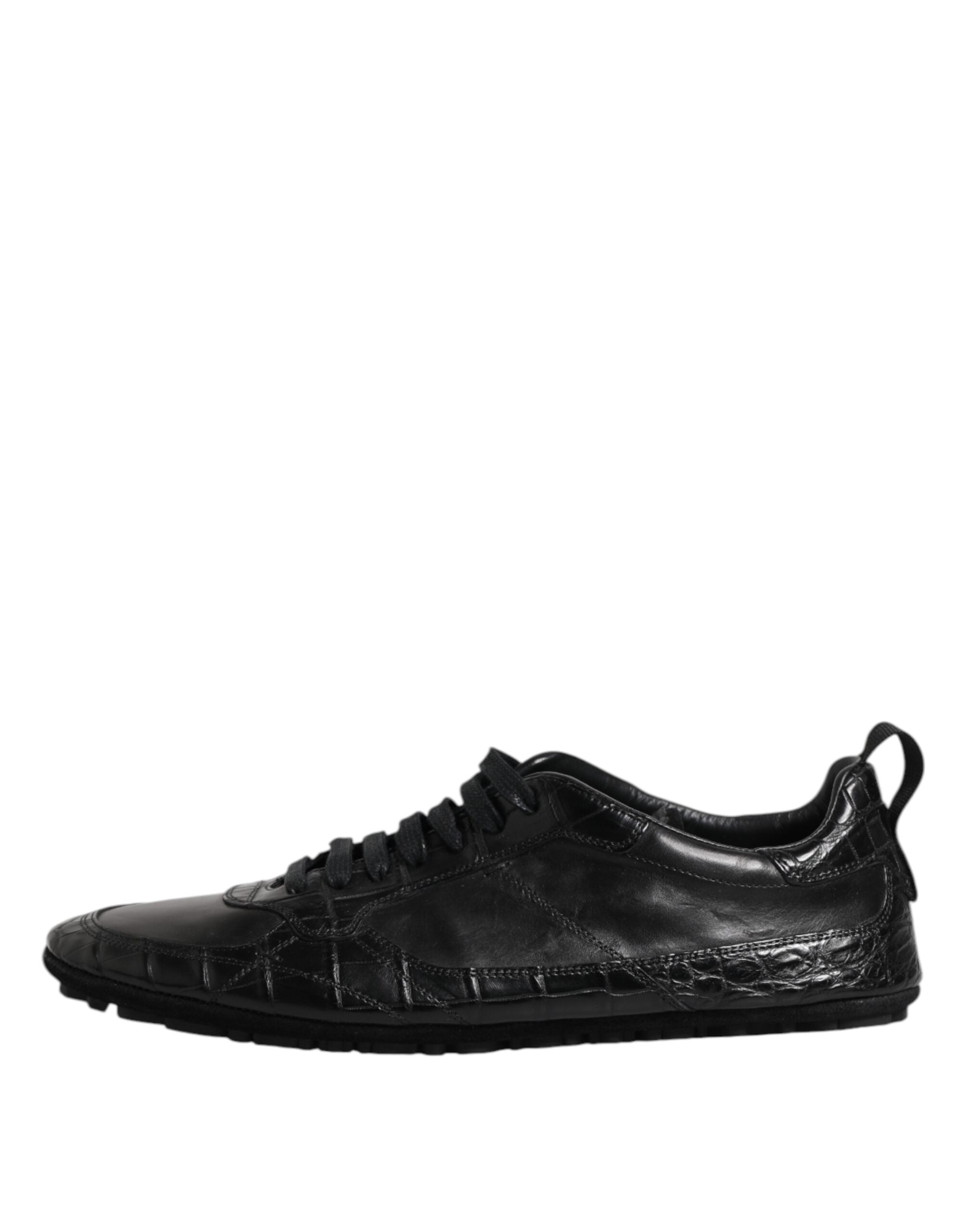 Dolce & Gabbana Black Exotic Leather Low Top Sneakers Shoes Dolce & Gabbana