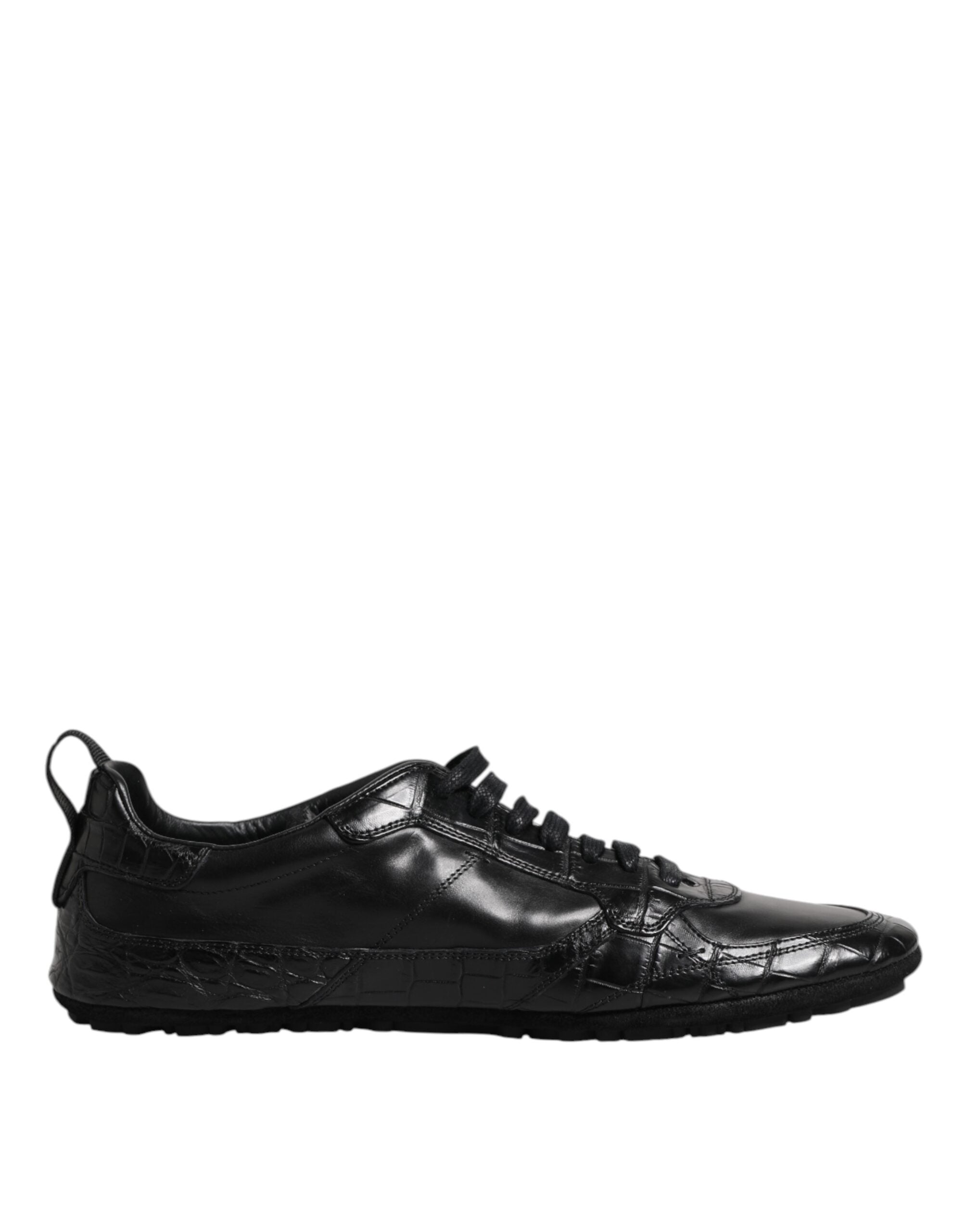 Dolce & Gabbana Black Exotic Leather Low Top Sneakers Shoes Dolce & Gabbana