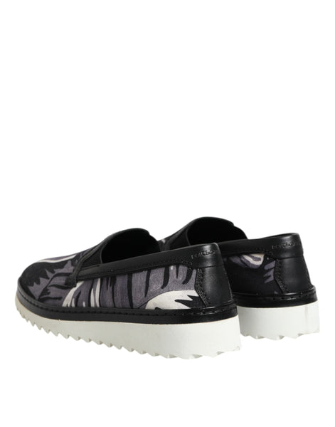 Dolce & Gabbana Black Tropical Slip On Men Sneakers Shoes Dolce & Gabbana