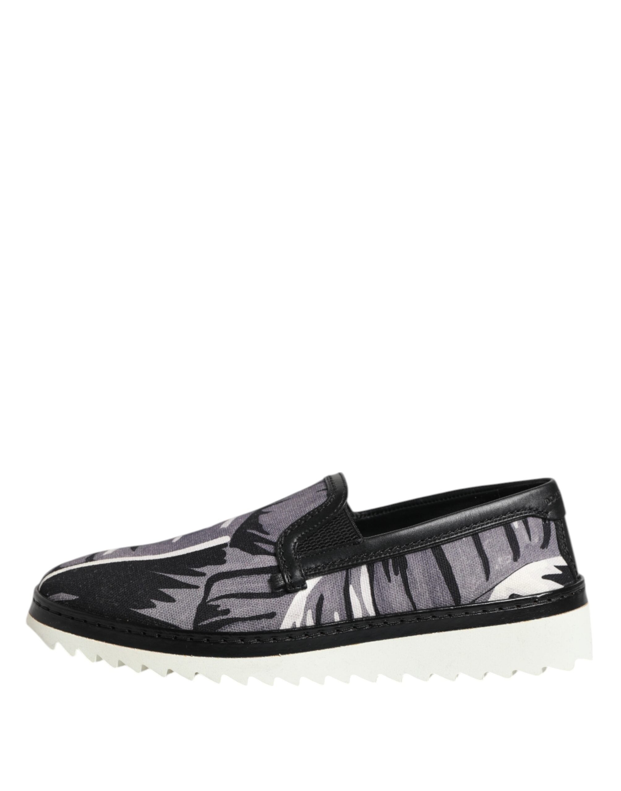 Dolce & Gabbana Black Tropical Slip On Men Sneakers Shoes Dolce & Gabbana