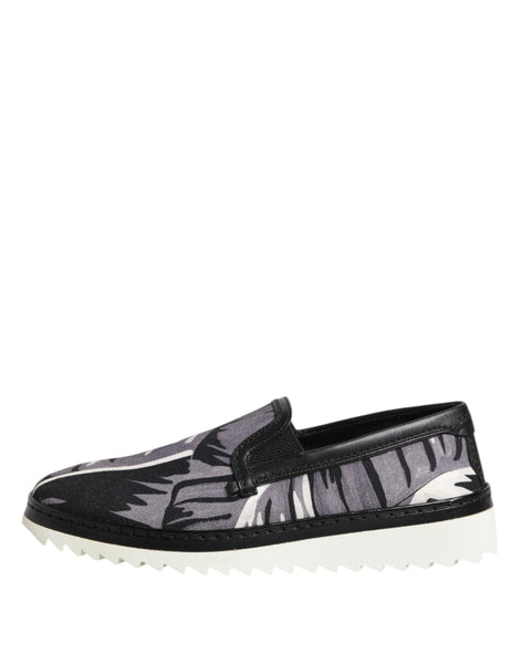 Dolce & Gabbana Black Tropical Slip On Men Sneakers Shoes Dolce & Gabbana