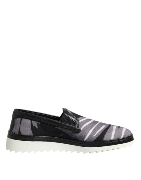 Dolce & Gabbana Black Tropical Slip On Men Sneakers Shoes Dolce & Gabbana