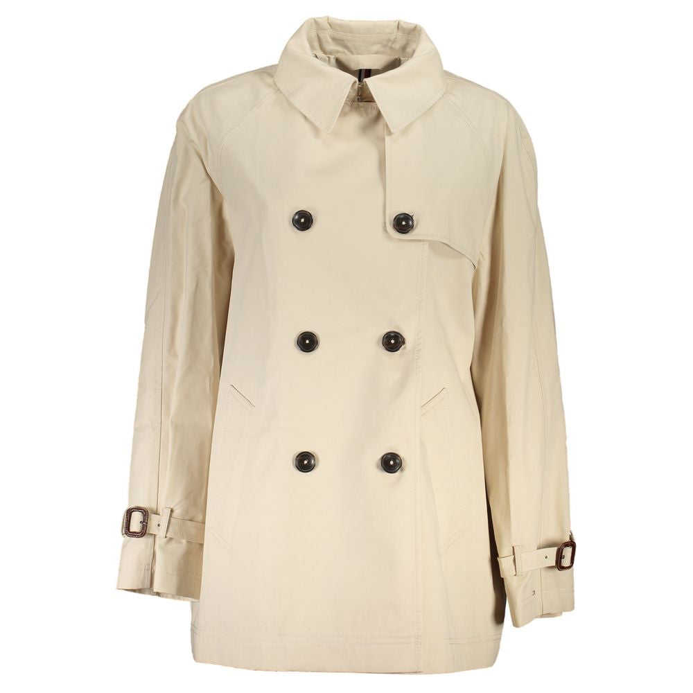 Tommy Hilfiger Beige Cotton Women Trench Coat Tommy Hilfiger