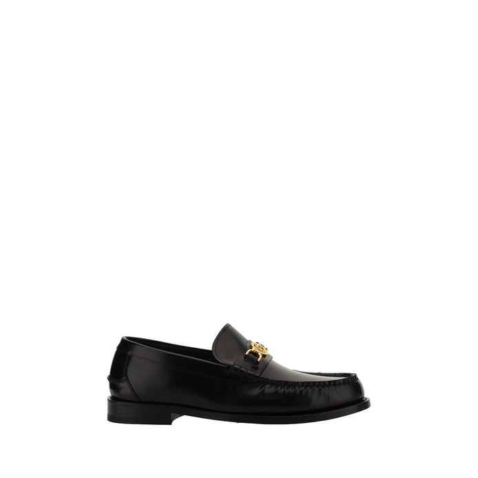 Versace Black Calf Leather Bos Taurus Slip-On Loafers Versace