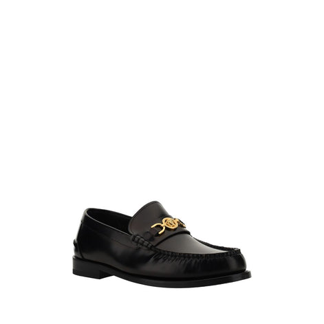 Versace Black Calf Leather Bos Taurus Slip-On Loafers Versace