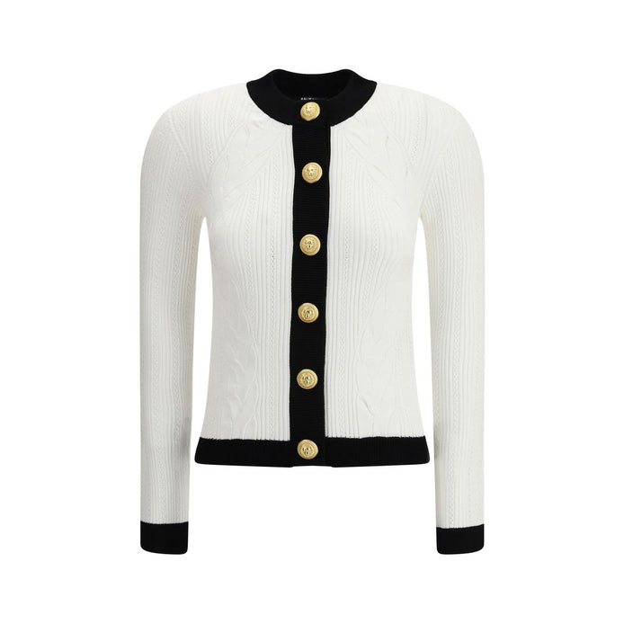 Balmain White Viscose Cardigan Balmain
