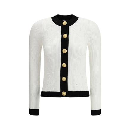 Balmain White Viscose Cardigan Balmain