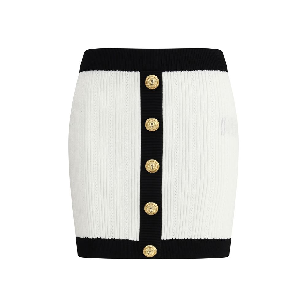 Balmain White Viscose Mini Skirt Balmain