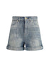 Balmain Light Blue Cotton Bermuda Shorts Balmain