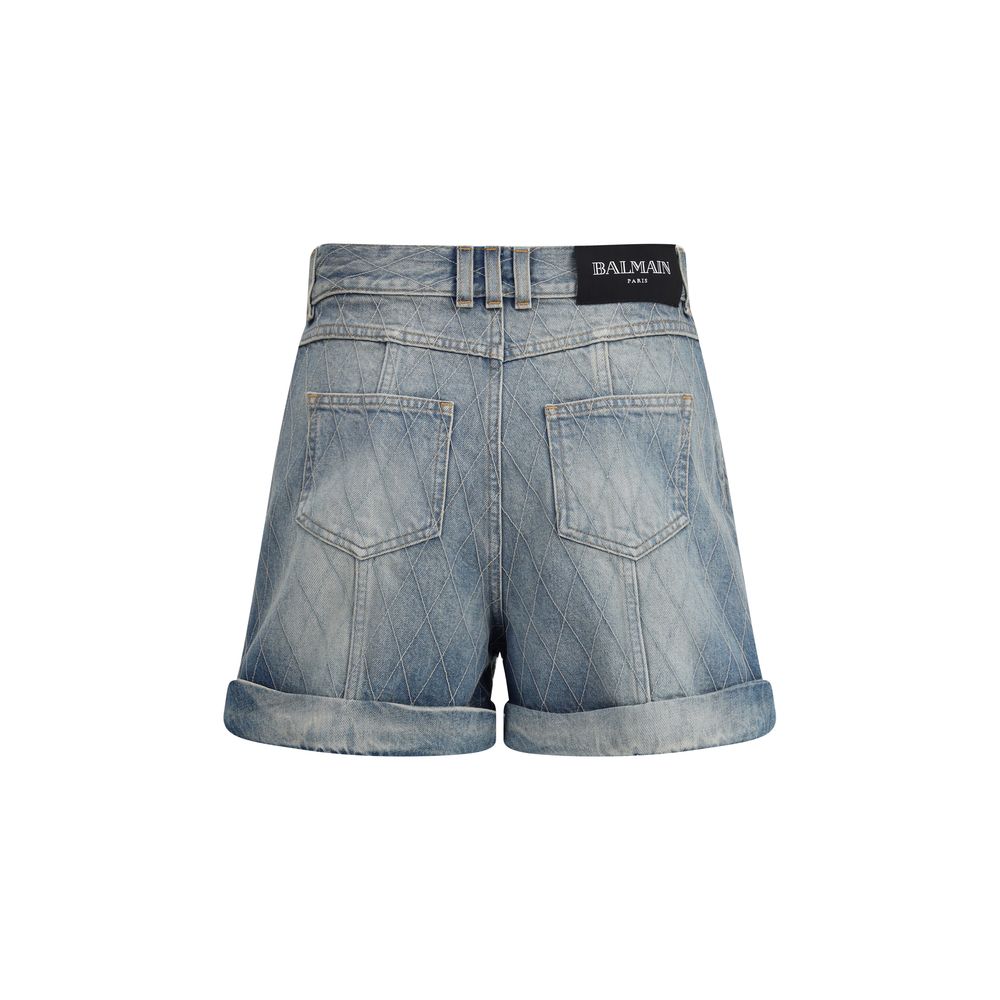 Balmain Light Blue Cotton Bermuda Shorts Balmain