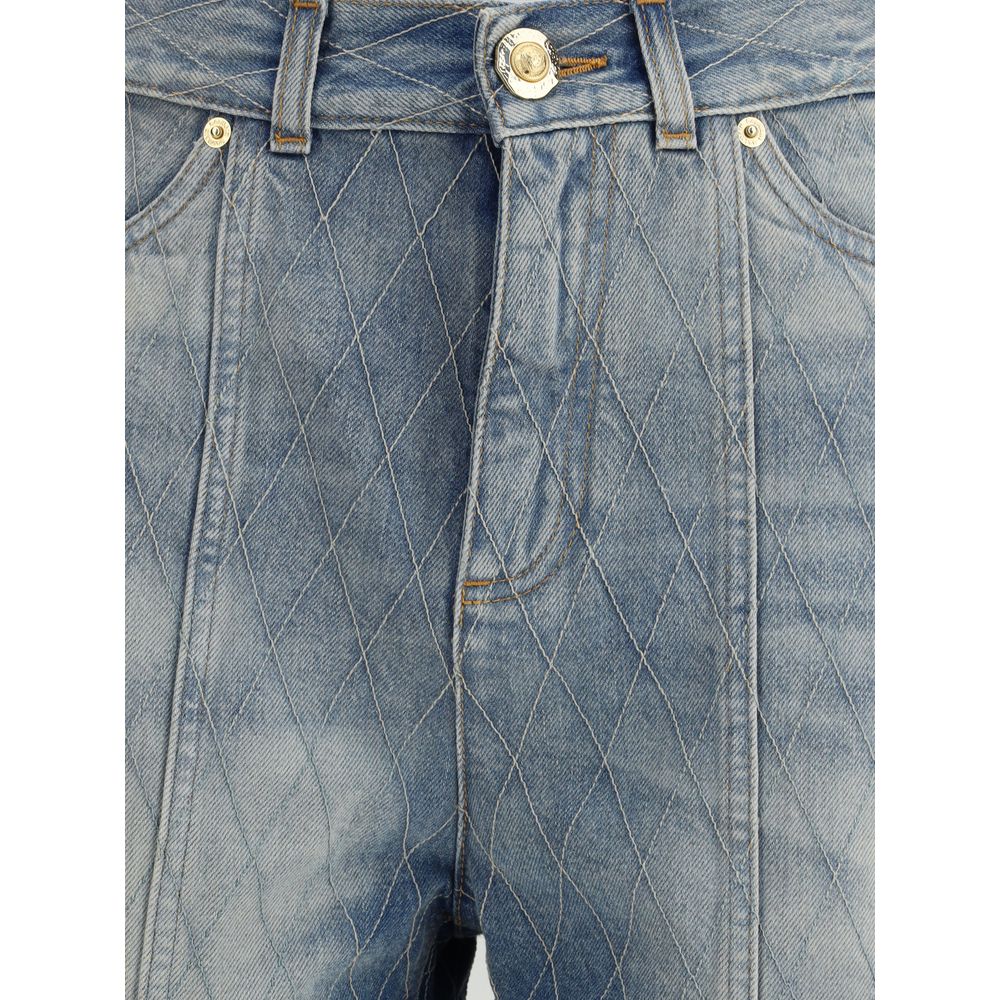 Balmain Light Blue Cotton Bermuda Shorts Balmain