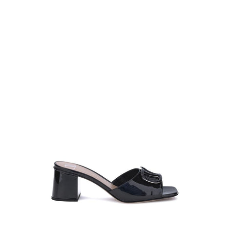 Valentino Garavani Black Calf Leather Bos Taurus Sandals Valentino Garavani