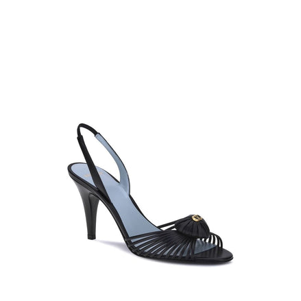 Valentino Garavani Black Calf Leather Bos Taurus Stiletto Heel Sandals Valentino Garavani