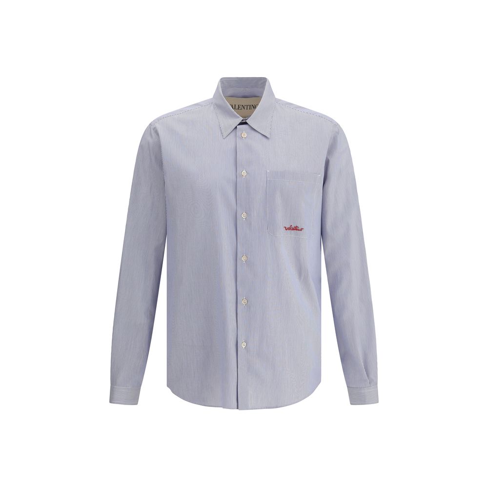 Valentino Blue Cotton Pattern Shirt Valentino
