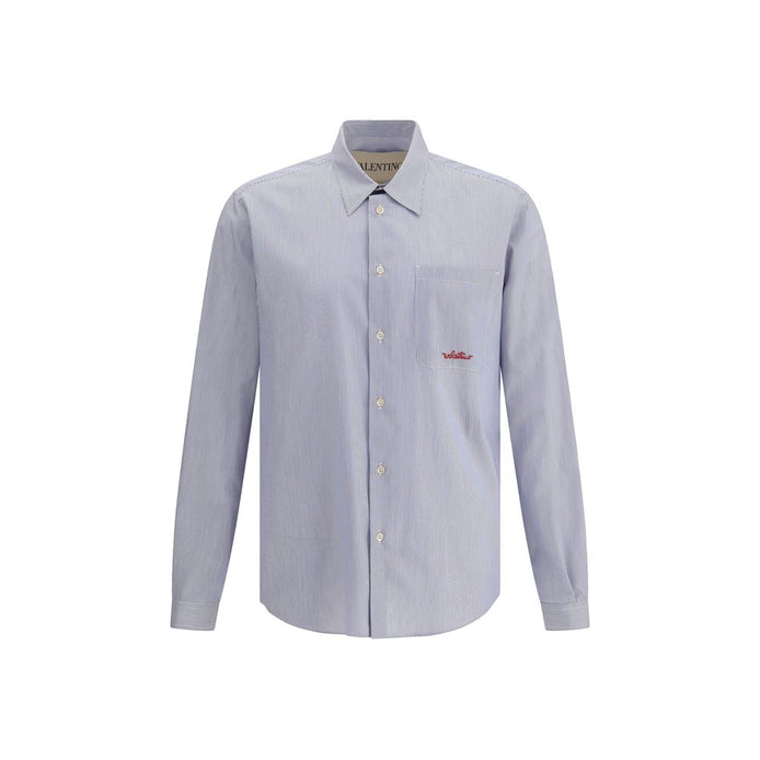 Valentino Blue Cotton Pattern Shirt Valentino