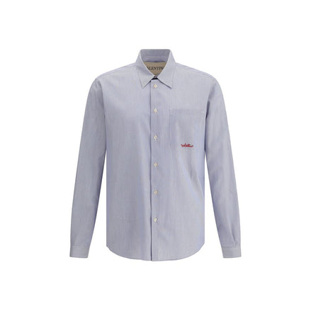 Valentino Blue Cotton Pattern Shirt Valentino