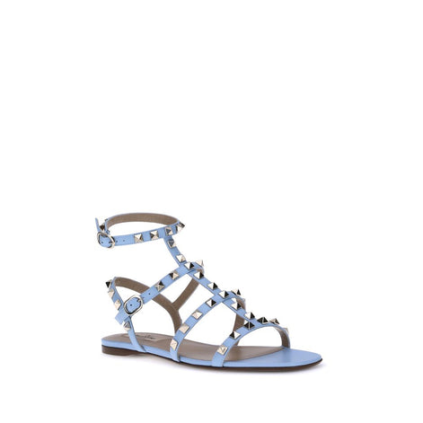 Valentino Garavani Light Blue Calf Leather Bos Taurus Sandals Valentino Garavani