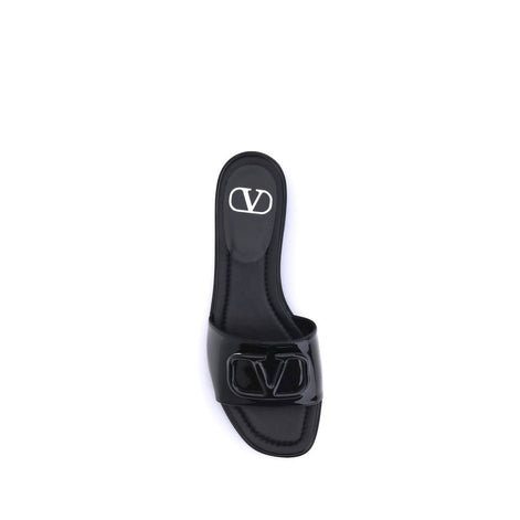 Valentino Garavani Black Calf Leather Bos Taurus Flat Sandals Valentino Garavani