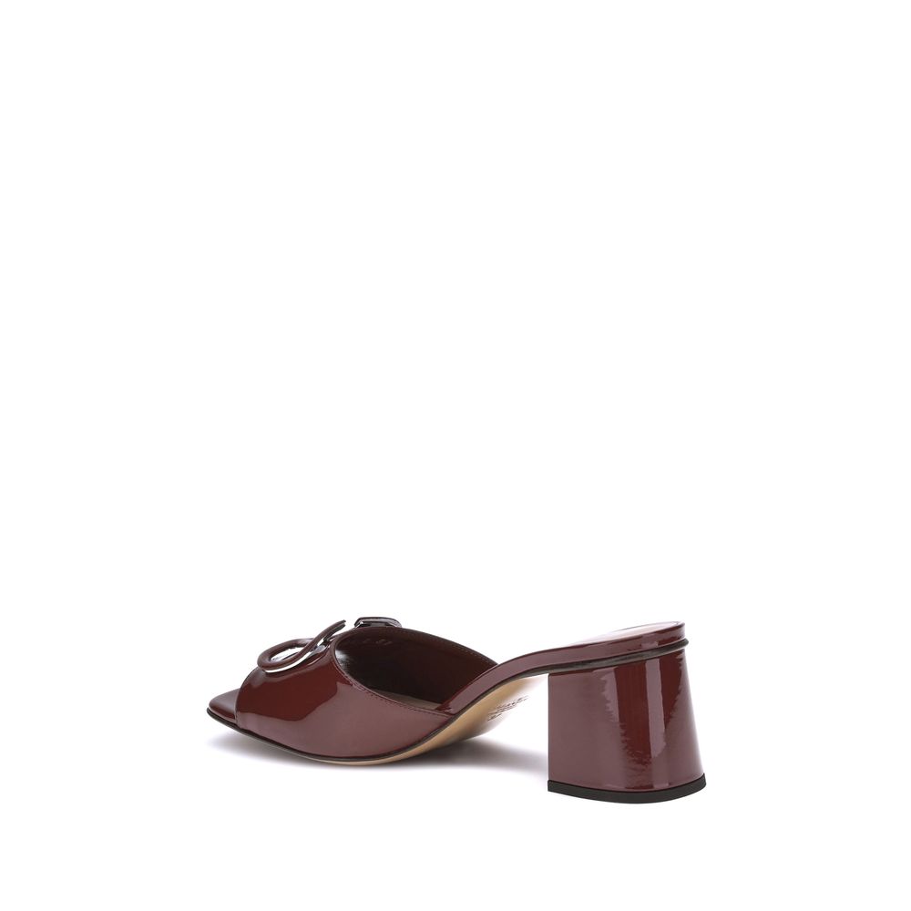 Valentino Garavani Bordeaux Calf Leather Bos Taurus Sandals Valentino Garavani