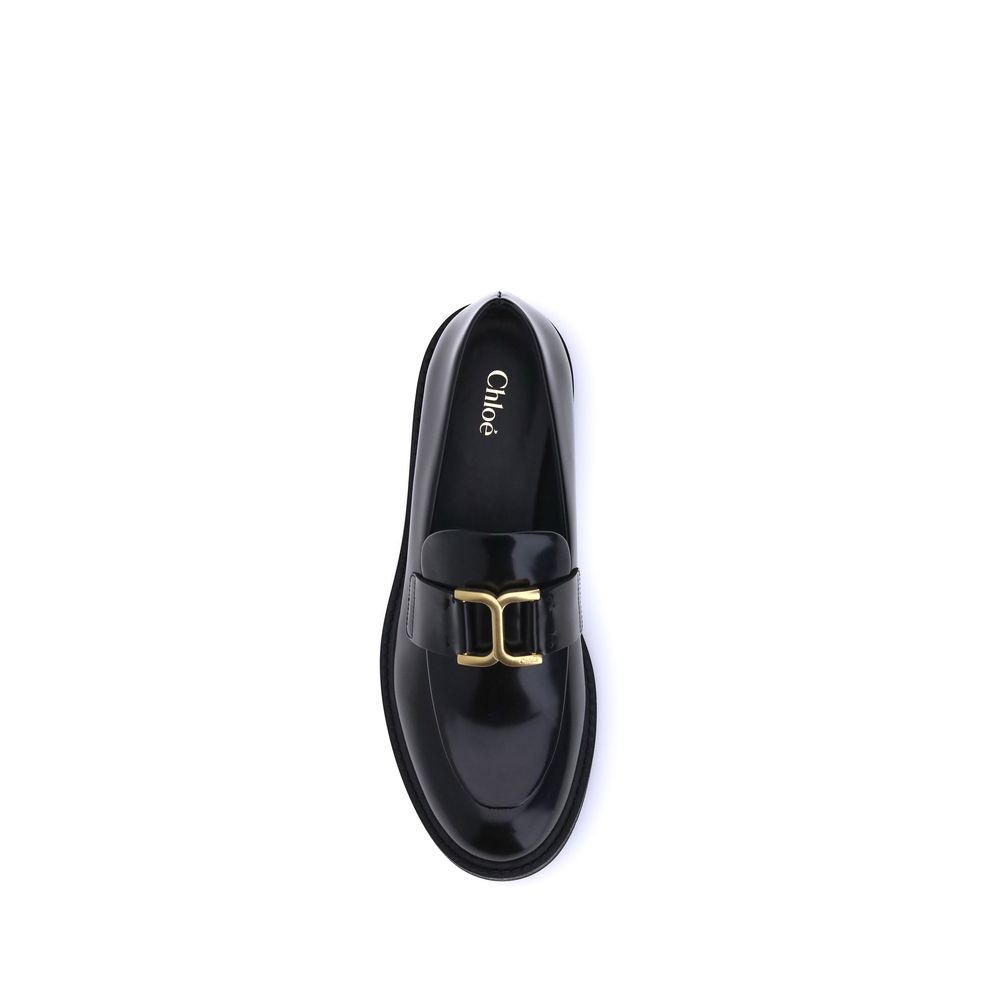 Chloé Black Calf Leather Bos Taurus Slip-On Loafers Chloé