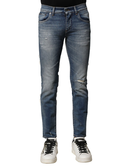 Dolce & Gabbana Blue Washed Cotton Slim Fit Men Denim Jeans Dolce & Gabbana