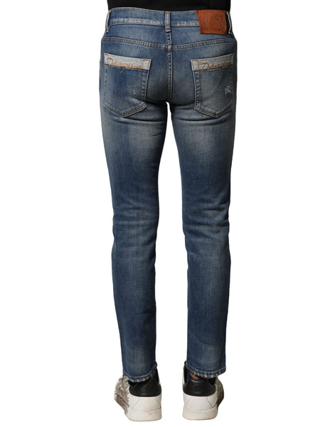 Dolce & Gabbana Blue Washed Cotton Slim Fit Men Denim Jeans Dolce & Gabbana