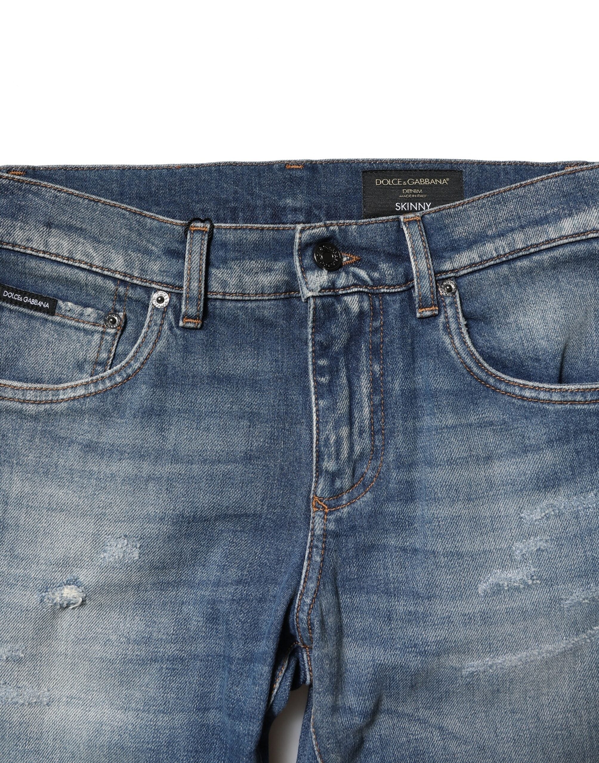 Dolce & Gabbana Blue Washed Cotton Slim Fit Men Denim Jeans Dolce & Gabbana