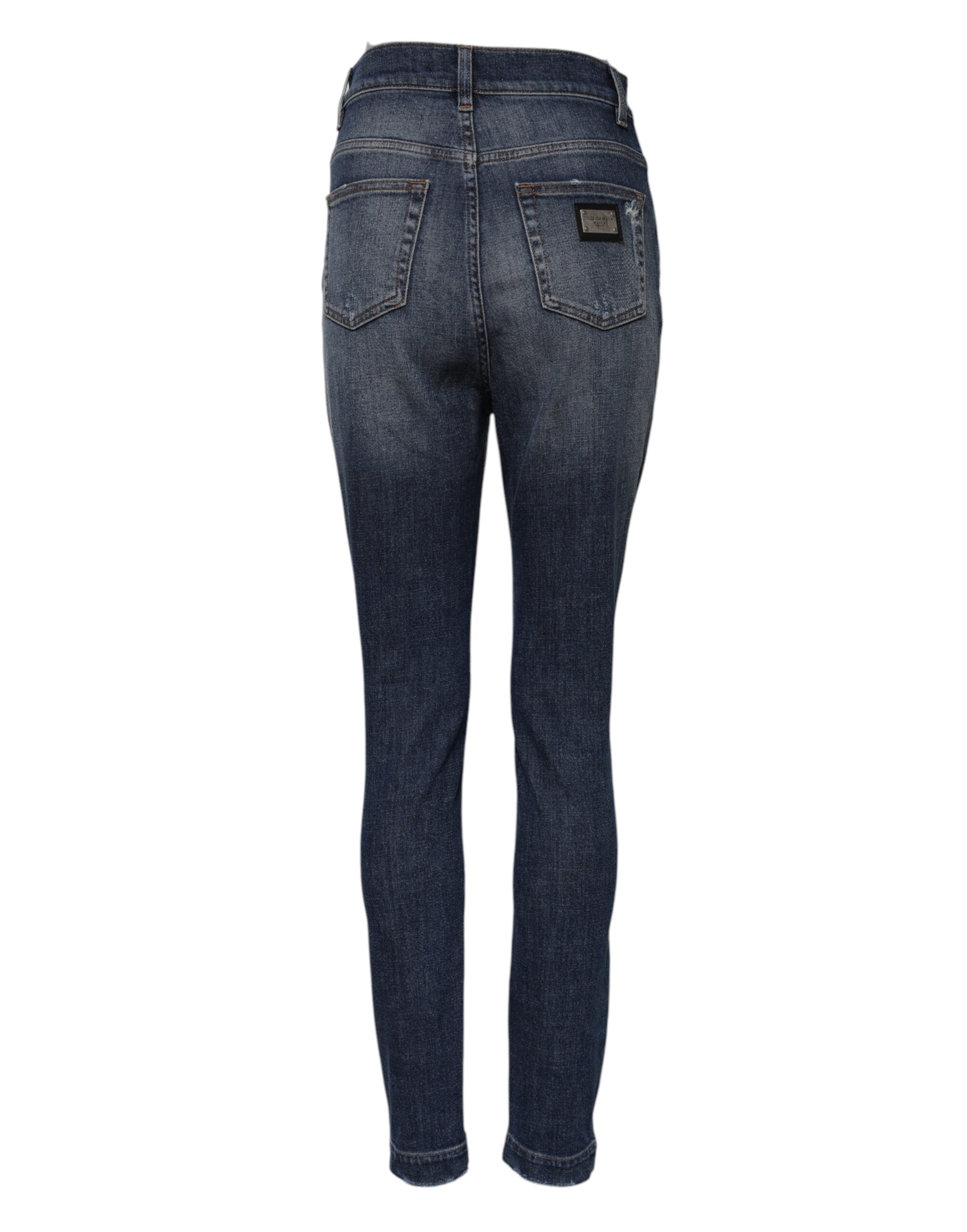Dolce & Gabbana Blue Washed Cotton High Waisted Denim Jeans Dolce & Gabbana