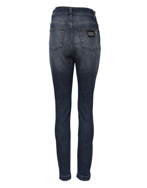 Dolce & Gabbana Blue Washed Cotton High Waisted Denim Jeans Dolce & Gabbana