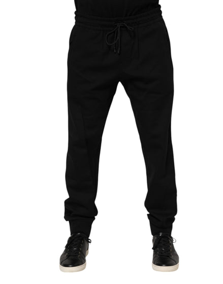 Dolce & Gabbana Black Cotton Men Jogger Sweatpants Pants Dolce & Gabbana