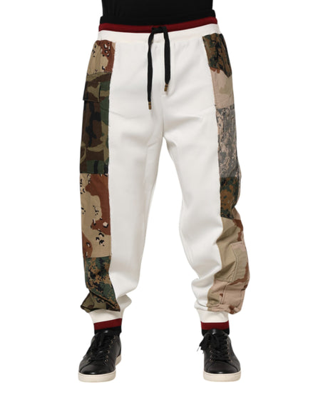 Dolce & Gabbana White Patchwork Jogger Pants Dolce & Gabbana