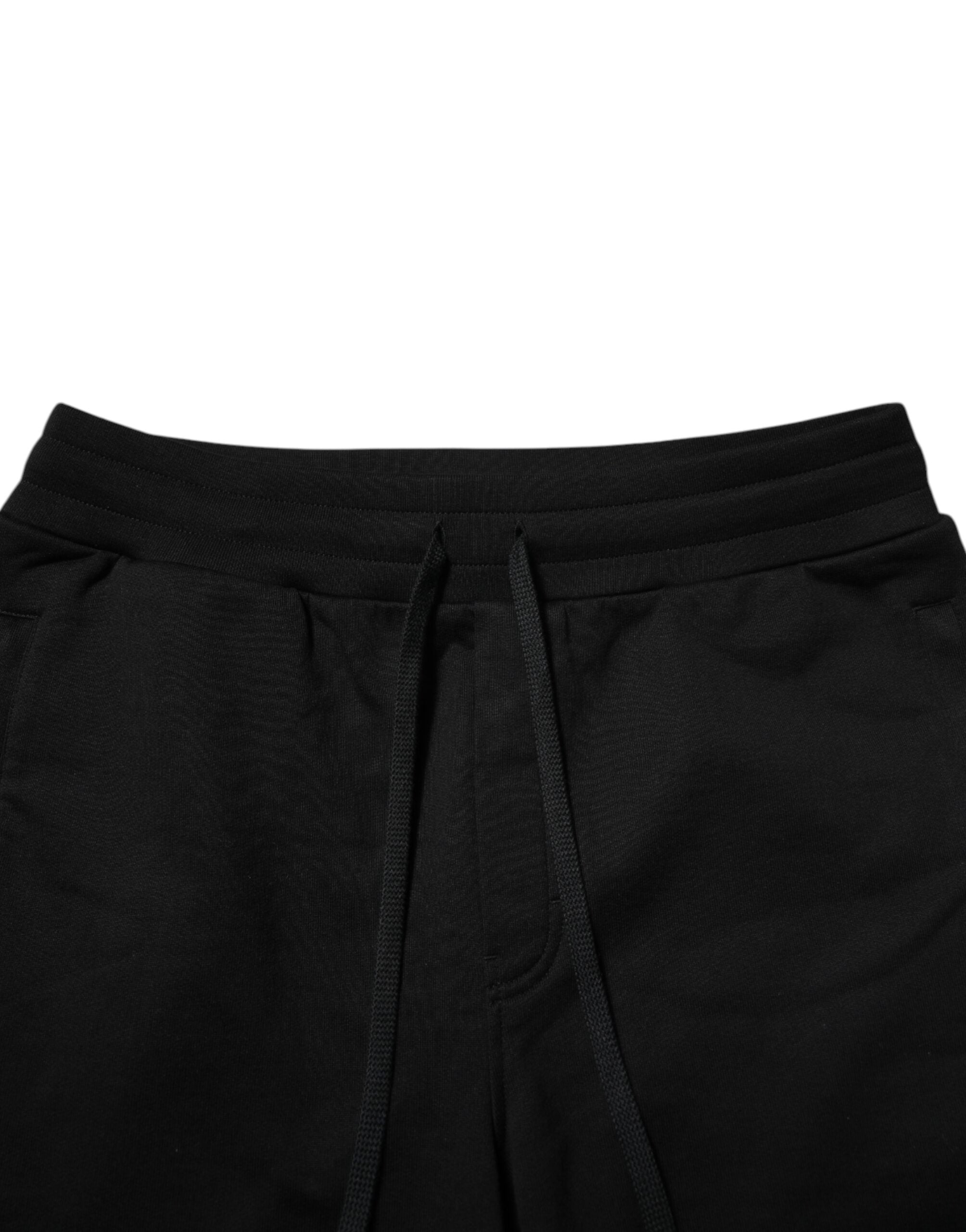 Dolce & Gabbana Black Cotton Logo Tape Men Jogger Pants Dolce & Gabbana