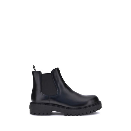 Prada Black Calf Leather Bos Taurus Chelsea Boots Prada