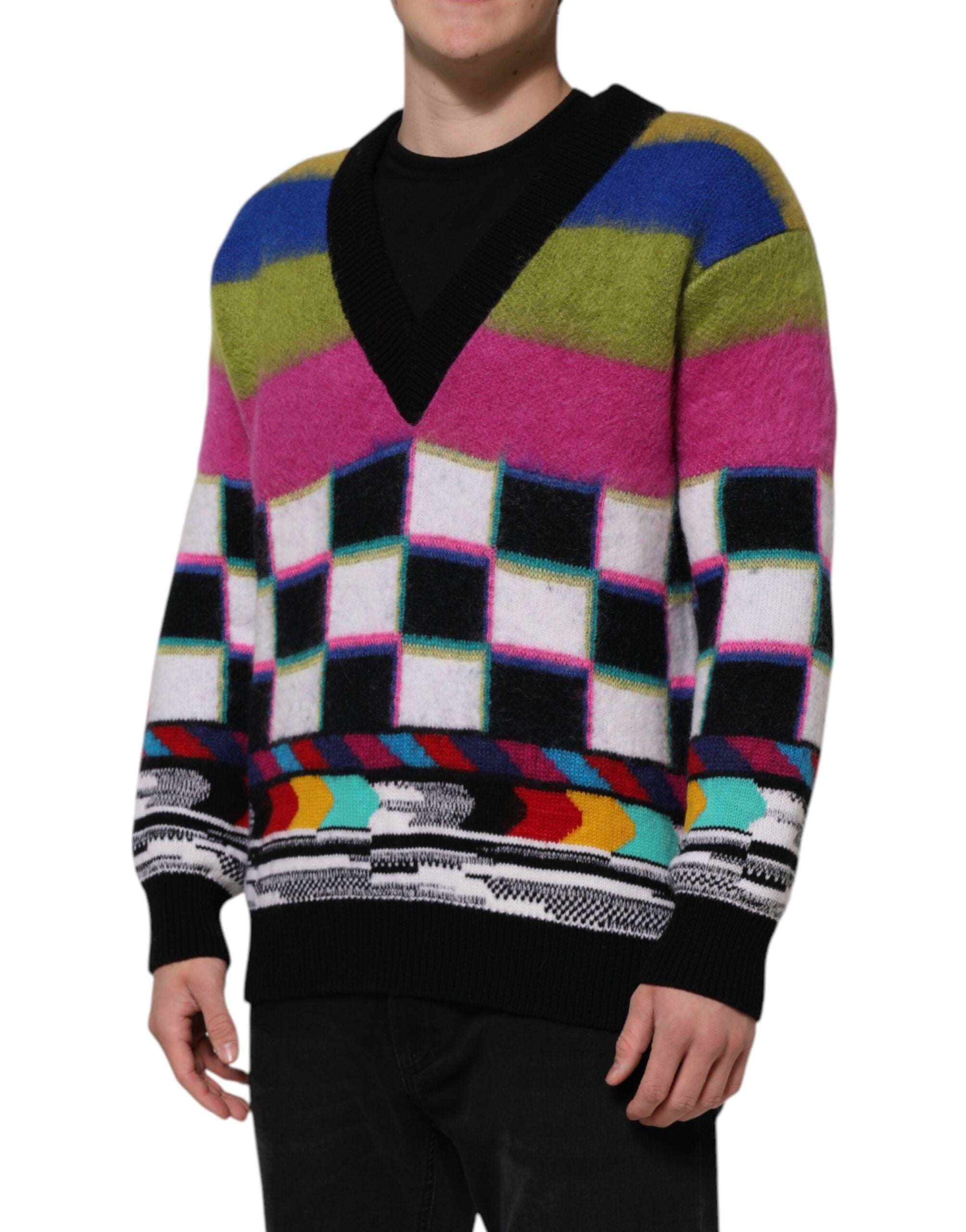 Dolce & Gabbana Multicolor Glitch Design Pullover Sweater Dolce & Gabbana