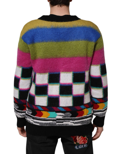 Dolce & Gabbana Multicolor Glitch Design Pullover Sweater Dolce & Gabbana