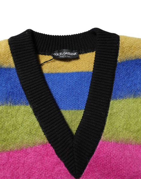 Dolce & Gabbana Multicolor Glitch Design Pullover Sweater Dolce & Gabbana
