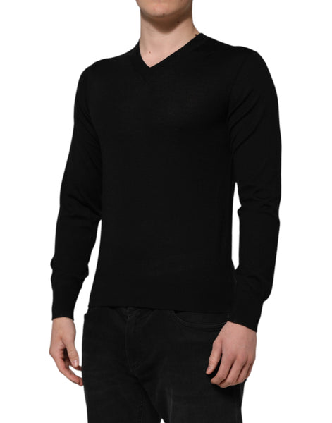 Dolce & Gabbana Dark Gray Embroidered Logo Pullover Sweater Dolce & Gabbana
