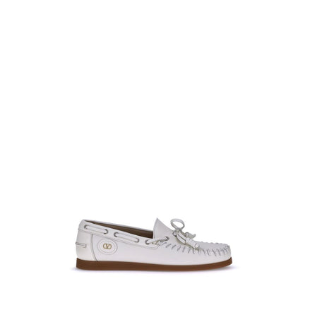 Valentino Garavani White Calf Leather Bos Taurus Slip-On Loafers Valentino Garavani