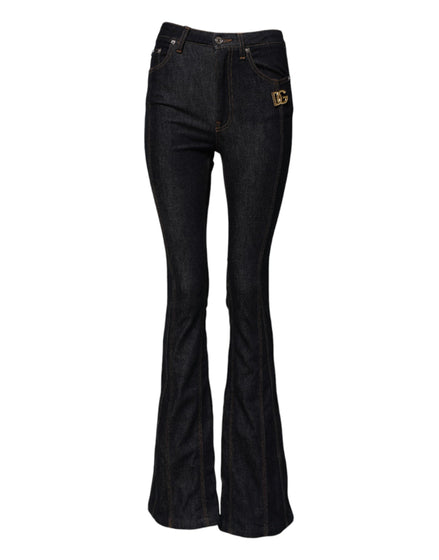 Dolce & Gabbana Black Cotton Mid Waist Bootcut Denim Jeans Dolce & Gabbana