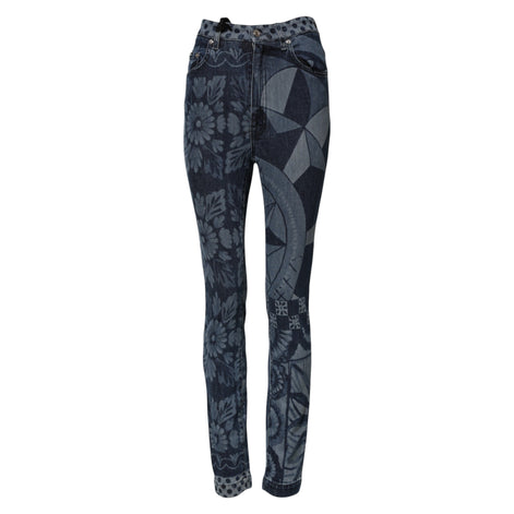 Dolce & Gabbana Blue Graphic Print Cotton Skinny Denim Jeans Dolce & Gabbana