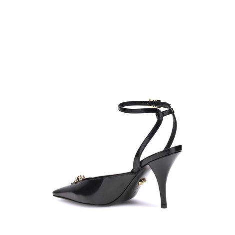 Versace Black Calf Leather Bos Taurus High Heel Pumps Versace