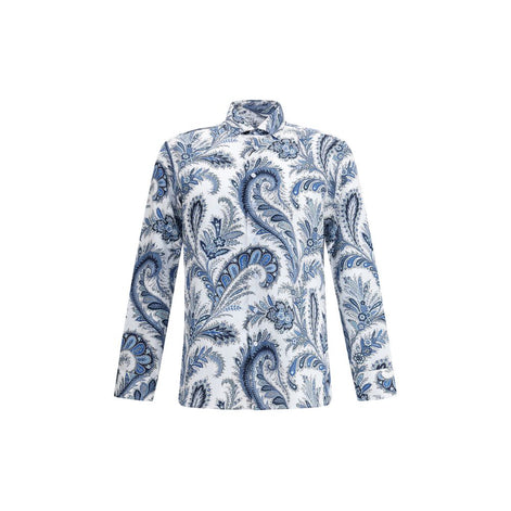 Etro Blue Cotton Pattern Shirt Etro
