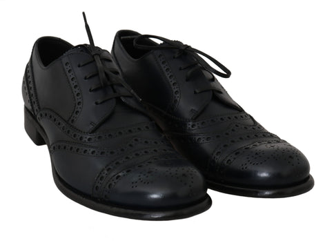 Dolce & Gabbana Dark Blue Leather Wingtip Oxford Dress Shoes Dolce & Gabbana