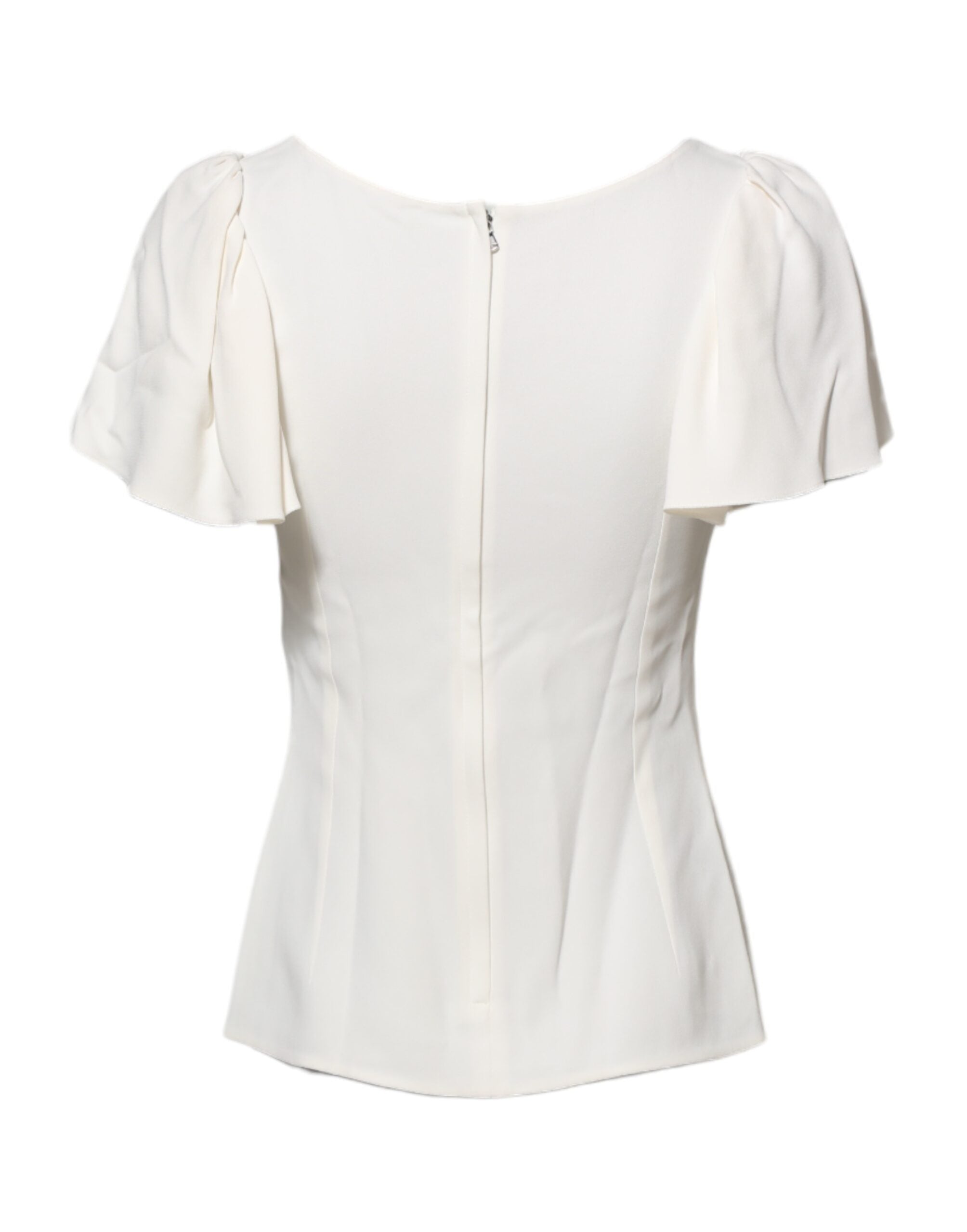 Dolce & Gabbana White Round Neck Short Sleeves Blouse Top Dolce & Gabbana