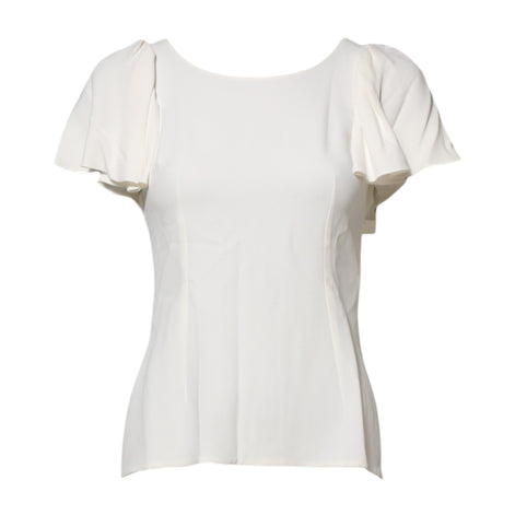 Dolce & Gabbana White Round Neck Short Sleeves Blouse Top Dolce & Gabbana