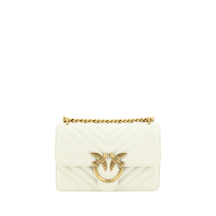 PINKO White Calf Leather Bos Taurus Shoulder Bag PINKO