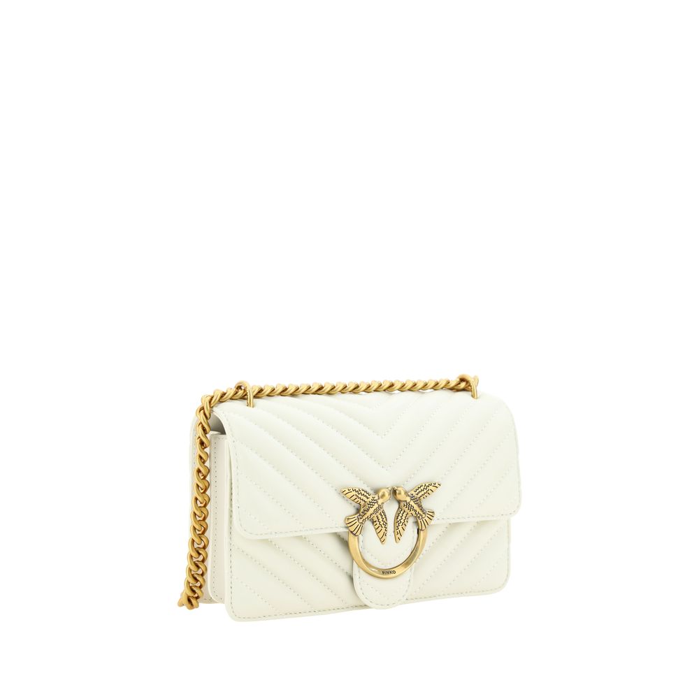 PINKO White Calf Leather Bos Taurus Shoulder Bag PINKO