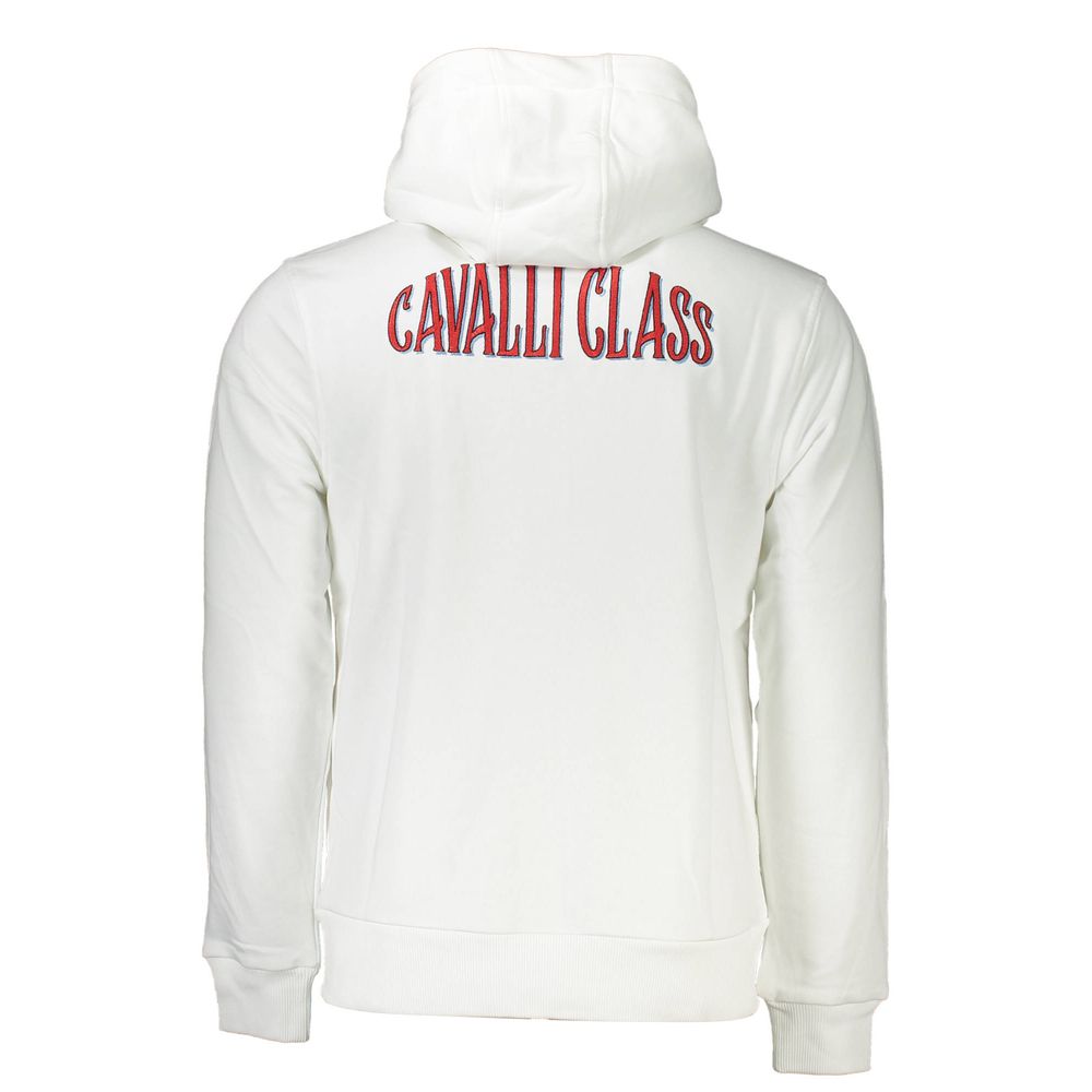 Cavalli Class White Cotton Men's Hooded Sweater Cavalli Class