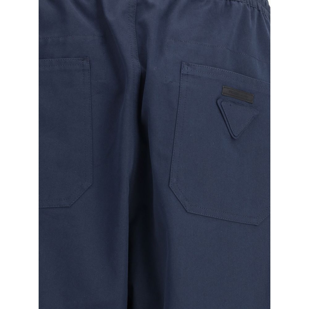 Prada Blue Cotton Casual Pants Prada