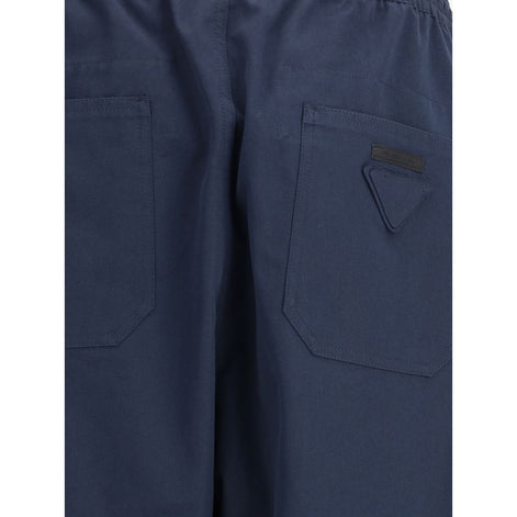 Prada Blue Cotton Casual Pants Prada